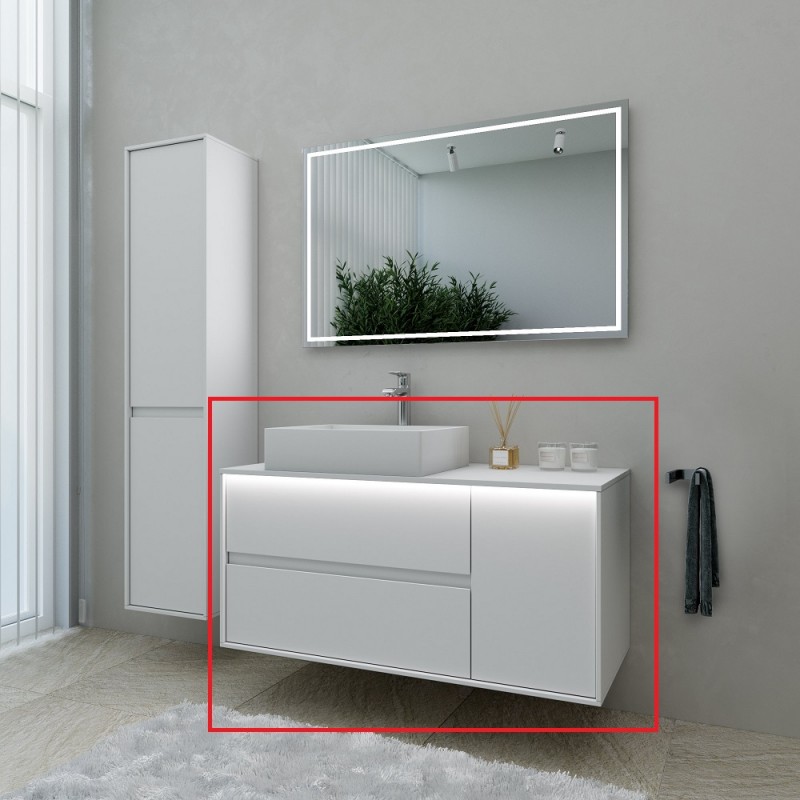 Тумба під настільну раковину Marsan Armel 1100 права/ліва акриловий камінь білий матовий Armel1100L/R-1