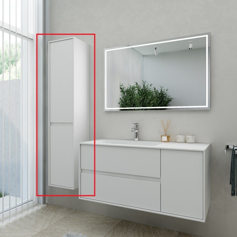 Пенал для ванної Marsan Armel 1600 с кошиком акриловий камінь білий матовий Armel1600LR-1