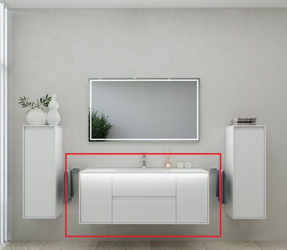 Тумба под раковину Marsan Armel 1300 акриловый камень белый матовый Armel1300