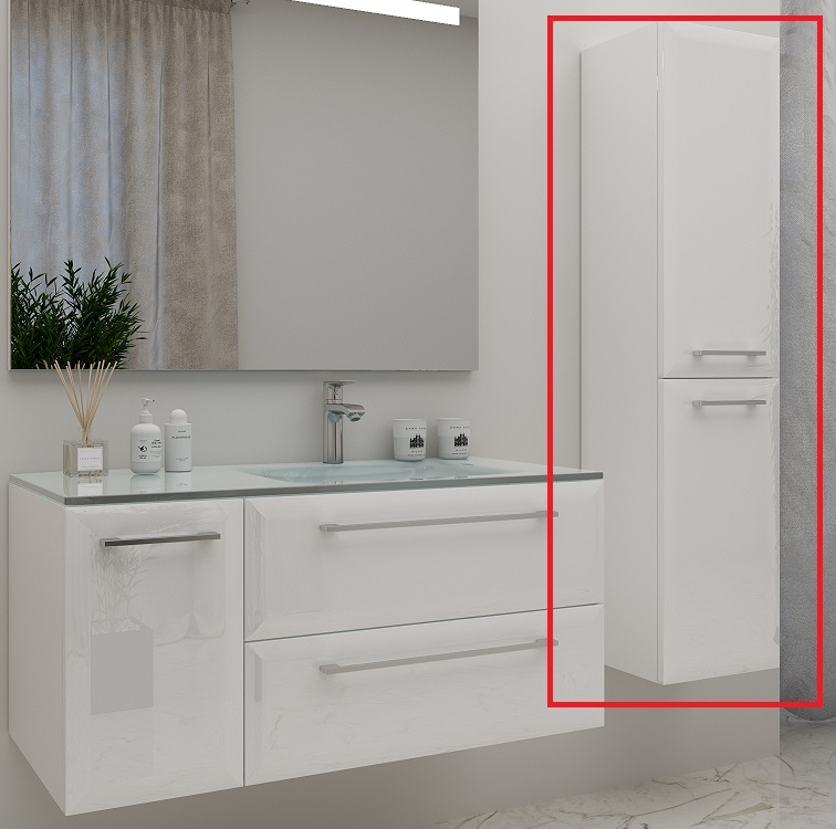 Пенал для ванной Marsan Aurore 160х31 МДФ с корзиной белый Aurore160х31белый