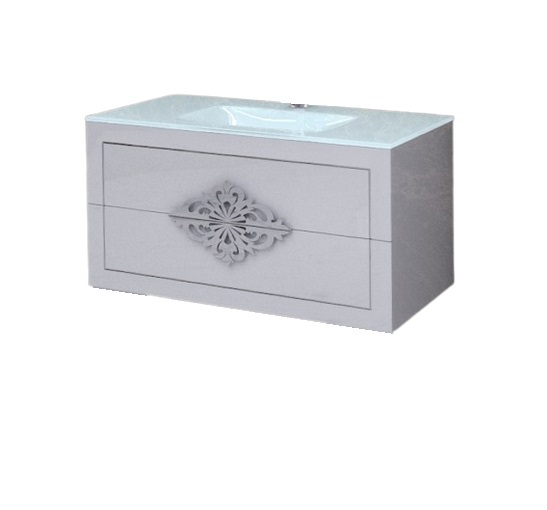 Тумба под раковину Marsan Christine 1000 МДФ белый/серебро Christine1000whites