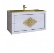 Тумба под раковину Marsan Christine 1000 МДФ белый/золото Christine1000whiteg