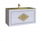 Тумба под раковину Marsan Christine 1000 МДФ белый/золото Christine1000whiteg