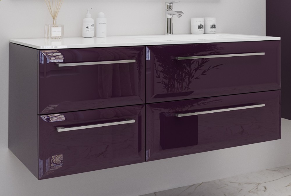 Тумба під раковину Marsan Aurore 1200 права/ліва МДФ баклажан Aurore1200баклажан
