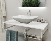 Консоль для раковины Marsan Quadro 120х50 см нержавеющая сталь/стекло белый Quadro5-120х50white