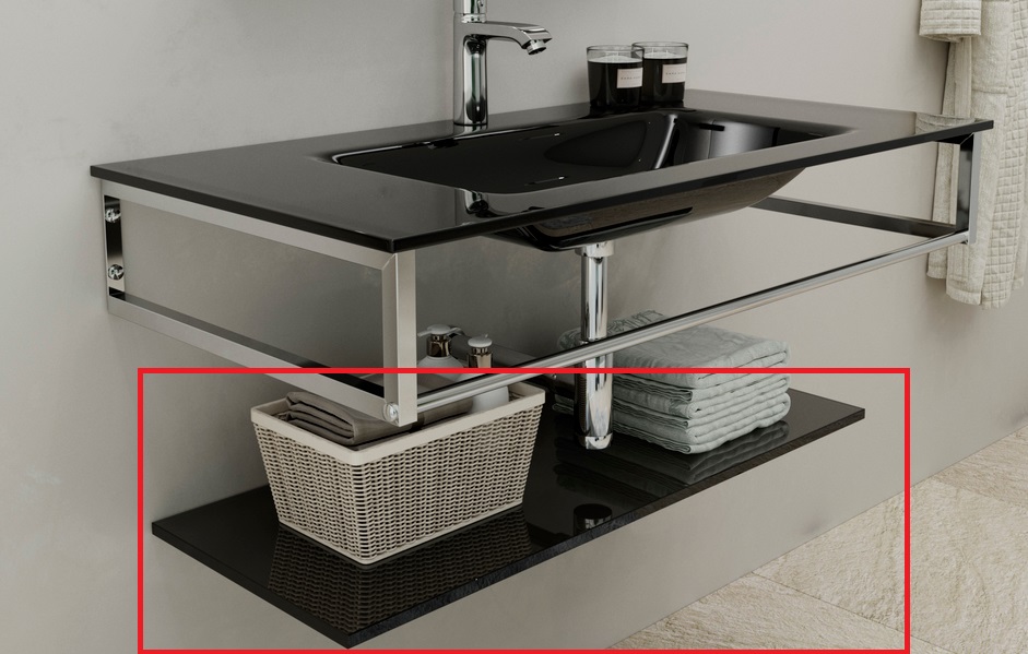 Полка для ванной Marsan 60х35 см стекло черный Marsan60х35black