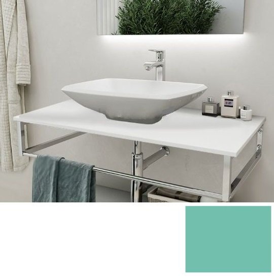 Консоль для раковини Marsan Quadro 110х50 см нержавіюча сталь/скло м'ята Quadro5-110х50mint