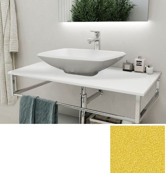 Консоль для раковини Marsan Quadro 130х50 см нержавіюча сталь/скло золото Quadro5-130х50gold