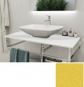 Консоль для раковины Marsan Quadro 130х50 см нержавеющая сталь/стекло золото Quadro5-130х50gold