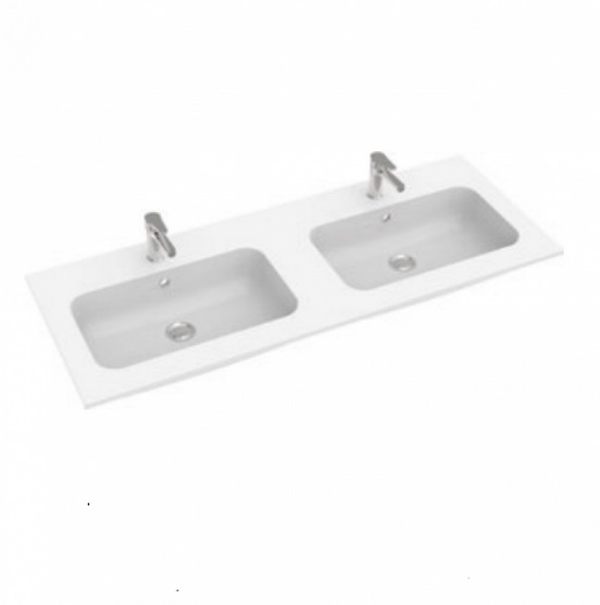 Раковина для ванної Marmorin May 120,5х46 см подвійна литий камінь білий P_U_623_01_1205