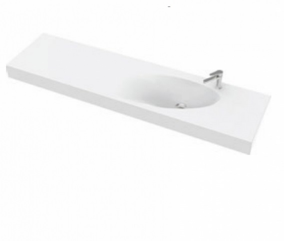 Раковина для ванной Marmorin Ugo 165х43 см правосторонняя литой камень белый P_U_528_01_1650