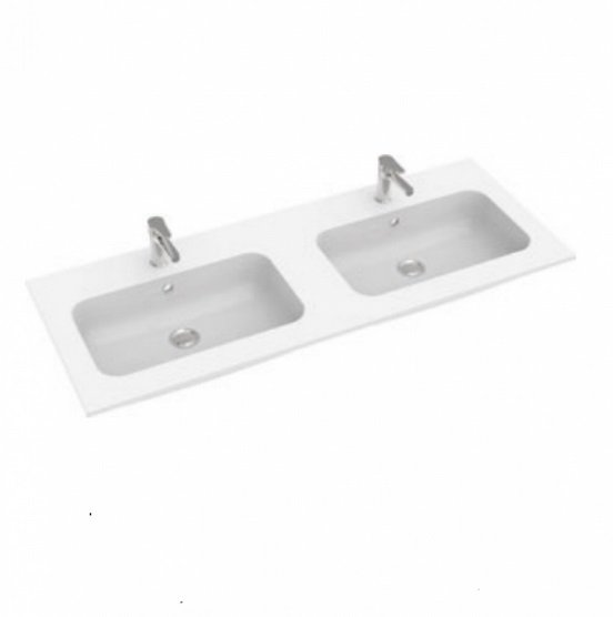 Раковина для ванной Marmorin May 120,5х46 см двойная литой камень белый P_U_623_01_1205
