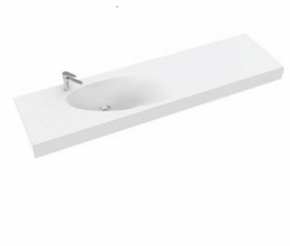 Раковина для ванної Marmorin Ugo 165х43 см лівостороння литий камінь білий P_U_528_02_1650