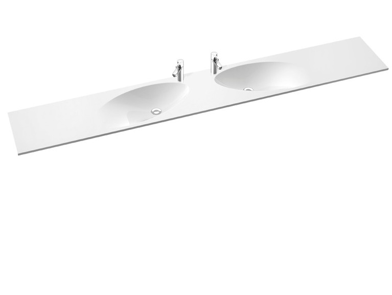 Раковина для ванной Marmorin Ugo duet двойная регулируемая от 153,5 до 250 см литой камень белый 642 REG 2xx xx x