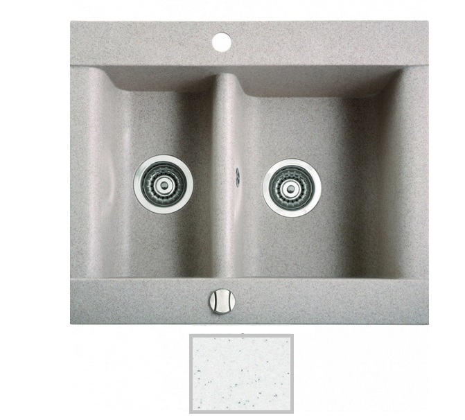 Мийка для кухні Marmorin Voga 1,5k 63,7х54 см штучний камінь Magranit білий 110 503 006