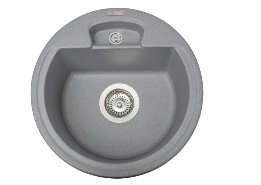 Мийка для кухні Miraggio Valencia врізна кругла з переливом матовий Gray 0000052