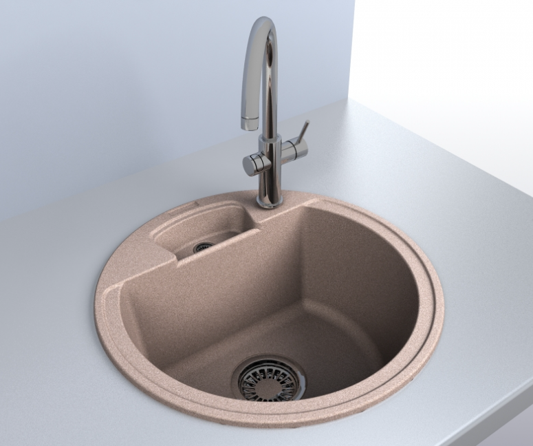 Мийка для кухні Miraggio Valencia врізна кругла з переливом матовий Terra 0000056