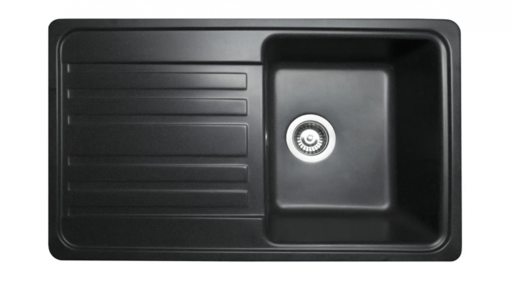 Мийка для кухні Miraggio Versal врізна прямокутна з крилом з переливом матовий Black 0000058