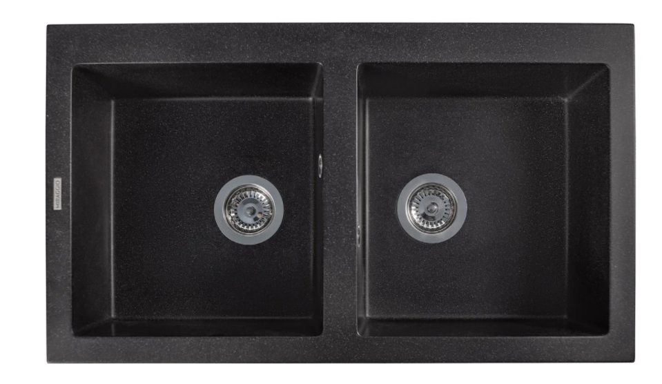 Мийка для кухні Miraggio Westeros 87x50x20 врізна з отвором переливу матовий Black 0000064