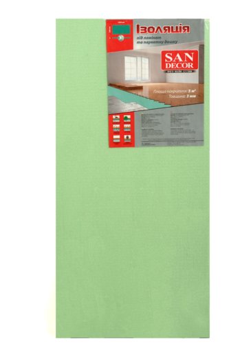 Підкладка під ламінат San Decor пінополістирол 3 мм 5 м. кв/уп ИЗОЛ3УП