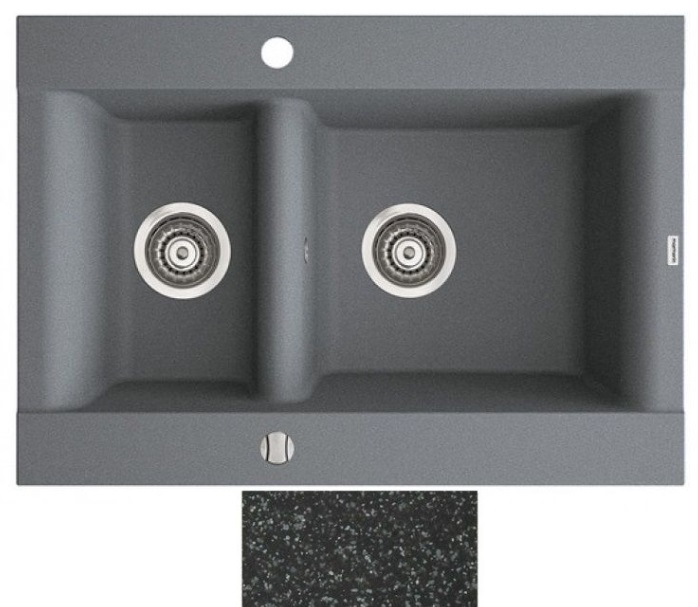 Мийка для кухні Marmorin Voga II 1,5k 72,5х51 см штучний камінь Magranit чорний 712 503 002