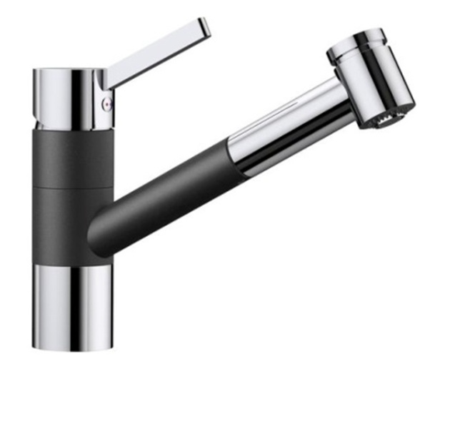 Смеситель для кухни Blanco Tivo-S с вытяжной лейкой хром/черный 526279