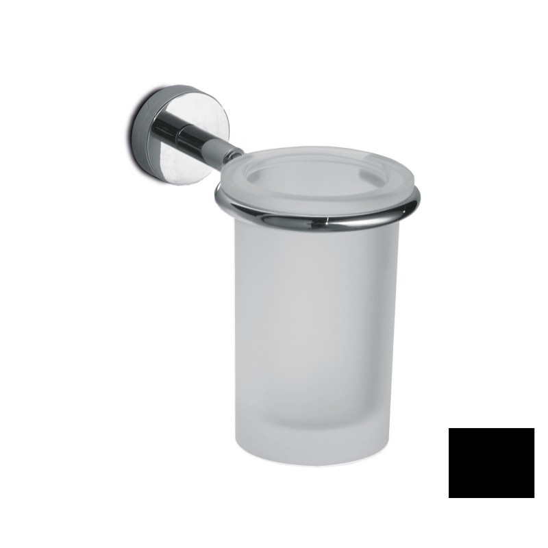 Стакан для зубных щеток 3SC Europe с держателем черный матовый/матовое стекло EU03FNO