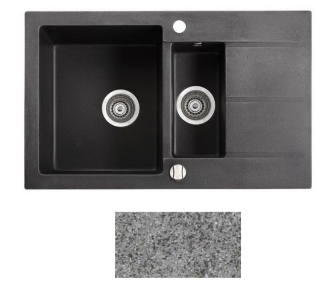 Мойка для кухни Marmorin Bario 1,5k 0,50 80х50 см искусственный камень Magranit серый 120 533 003