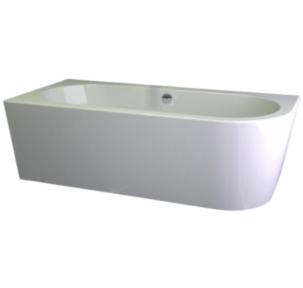 Ванна акрилова Knief Wall Corner R 180x80 см з круглим переливом білий глянцевий 0100077R06+01000910