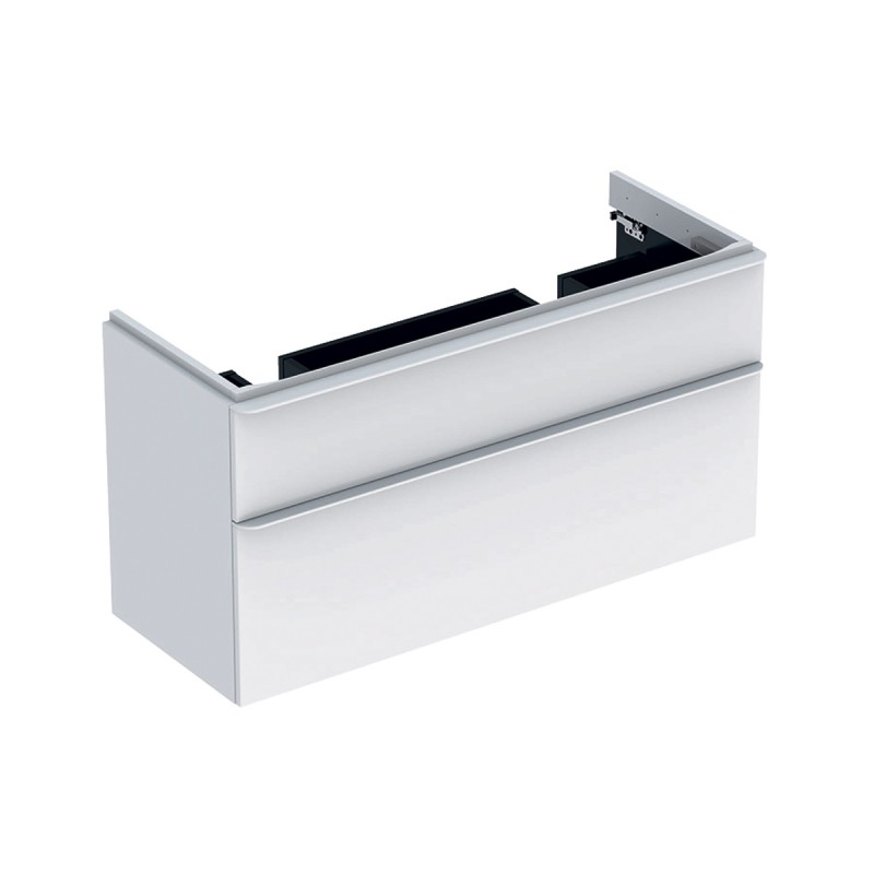 Тумба под двойную раковину Geberit Smyle Square 118,4х47 см подвесная ДСП белый глянец 500.356.00.1