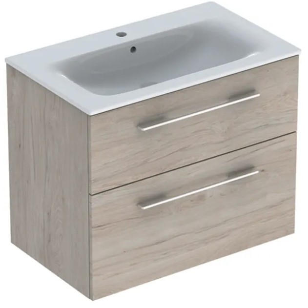 Тумба с раковиной Geberit Selnova Square slim rim 78,8х50,2 см ДСП светлый орех 501.243.00.1