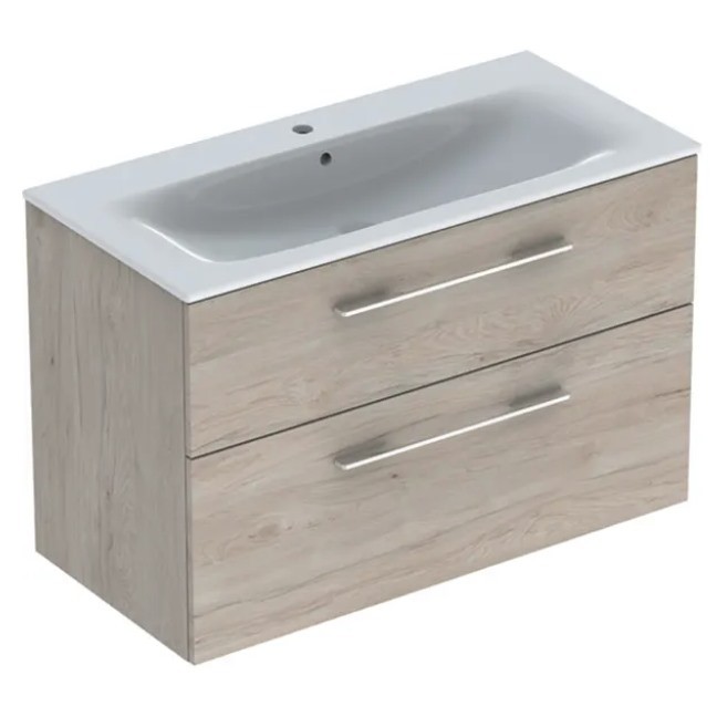 Тумба с раковиной Geberit Selnova Square slim rim 98,8х50,2 см ДСП светлый орех 501.247.00.1