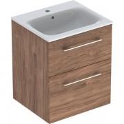 Тумба с раковиной Geberit Selnova Square slim rim 53,8х50,2 см ДСП темный орех 501.234.00.1