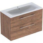 Тумба с раковиной Geberit Selnova Square slim rim 98,8х50,2 см ДСП темный орех 501.246.00.1