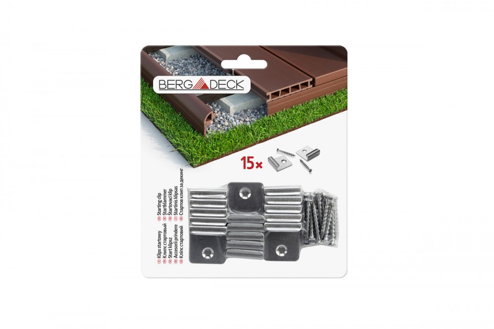Монтажний набір стартових кліпс для терасної дошки Bergdeck нержавіюча сталь (упаковка 30 шт) BDZKS0