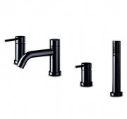 Змішувач для ванни Vema Maira на борт ванни з ручним душем чорний матовий V27150F0202