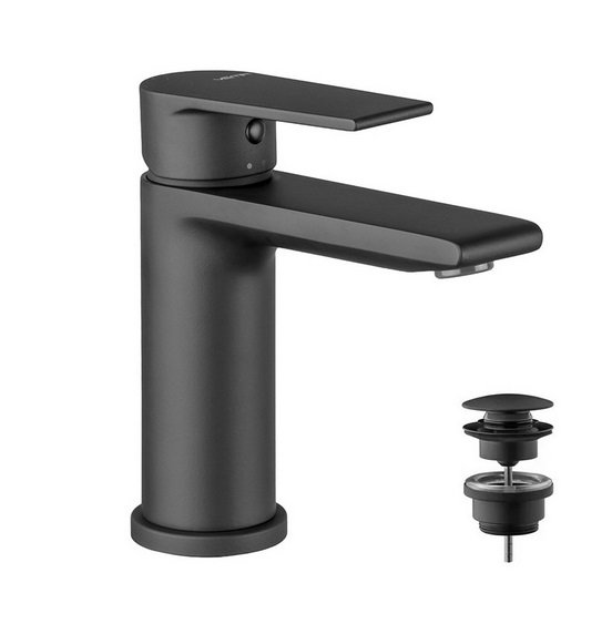 Змішувач для раковини Vema Timea з донним клапаном чорний матовий V16010F0202