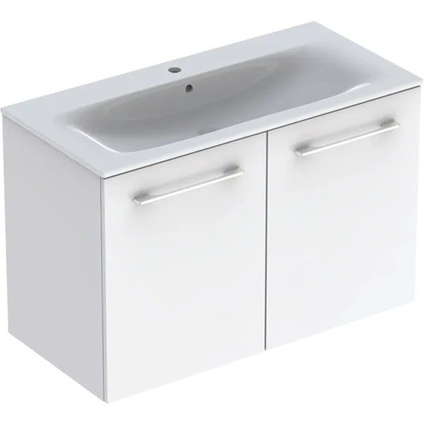 Тумба с раковиной Geberit Selnova Square slim rim 98,8х50,2 см ДСП белый глянцевый 501.260.00.1