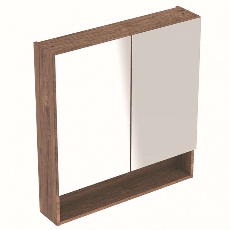 Зеркальный шкаф Geberit Selnova Square подвесной 58,8х17,5 см ДСП темный орех 501.266.00.1