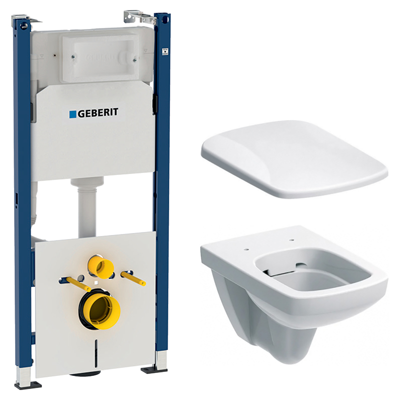 Унитаз подвесной Geberit Selnova Square с сидением и инсталляцией Geberit Duofix 500.275.01.1+500.336.01.1+458.126.00.1