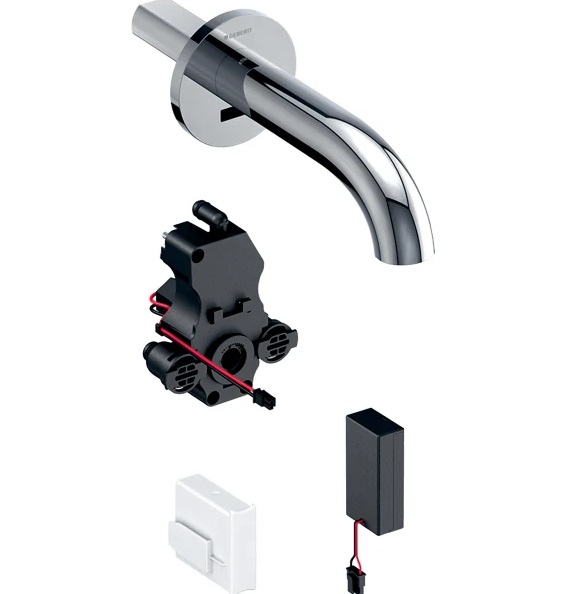 Змішувач для раковини Geberit Piave електронний з термостатом харчування від батареї хром 116.288.21.1