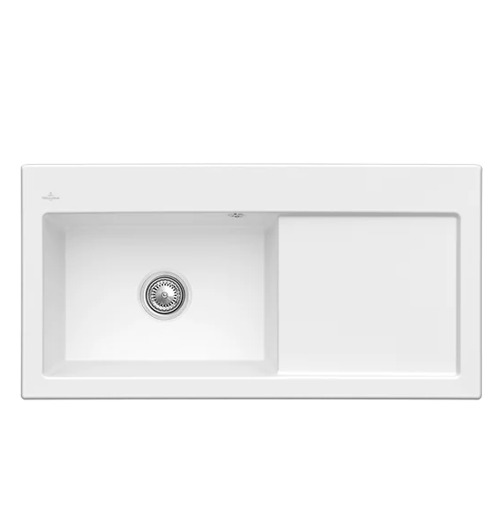 Мийка для кухні Villeroy & Boch Subway 60 XL Flat 96,5х47,5 см чаша зліва кераміка stone white 67181FRW