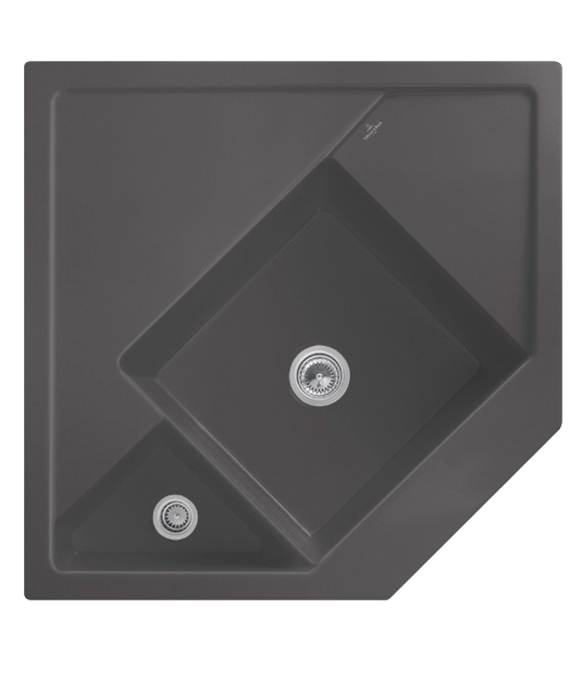 Мойка для кухни Villeroy & Boch Monumentum угловая 89,6х89,6 см керамика graphite 330301i4