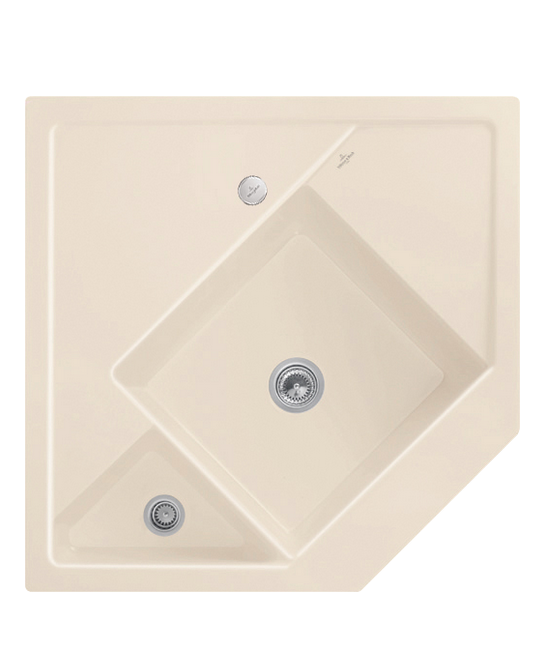 Мийка для кухні Villeroy & Boch Monumentum кутова 89,6х89,6 см кераміка ivory 330302FU