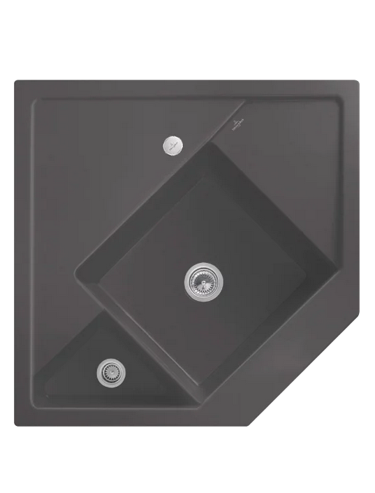 Мийка для кухні Villeroy & Boch Monumentum кутова 89,6х89,6 см кераміка graphite 330302i4