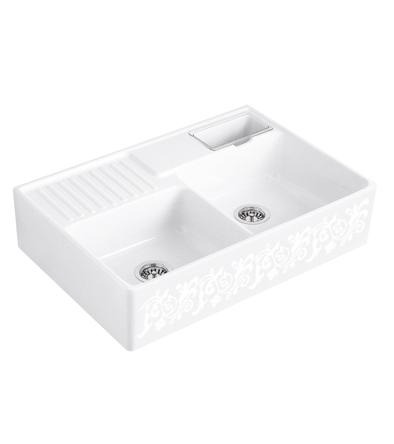 Мийка для кухні Villeroy & Boch Double-bowl sink подвійна 89,5х63 см кераміка white pearl 632391KT