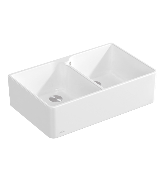 Мийка для кухні Villeroy & Boch Farmhouse 80 X подвійна 79,5х50 см кераміка stone white 638002RW