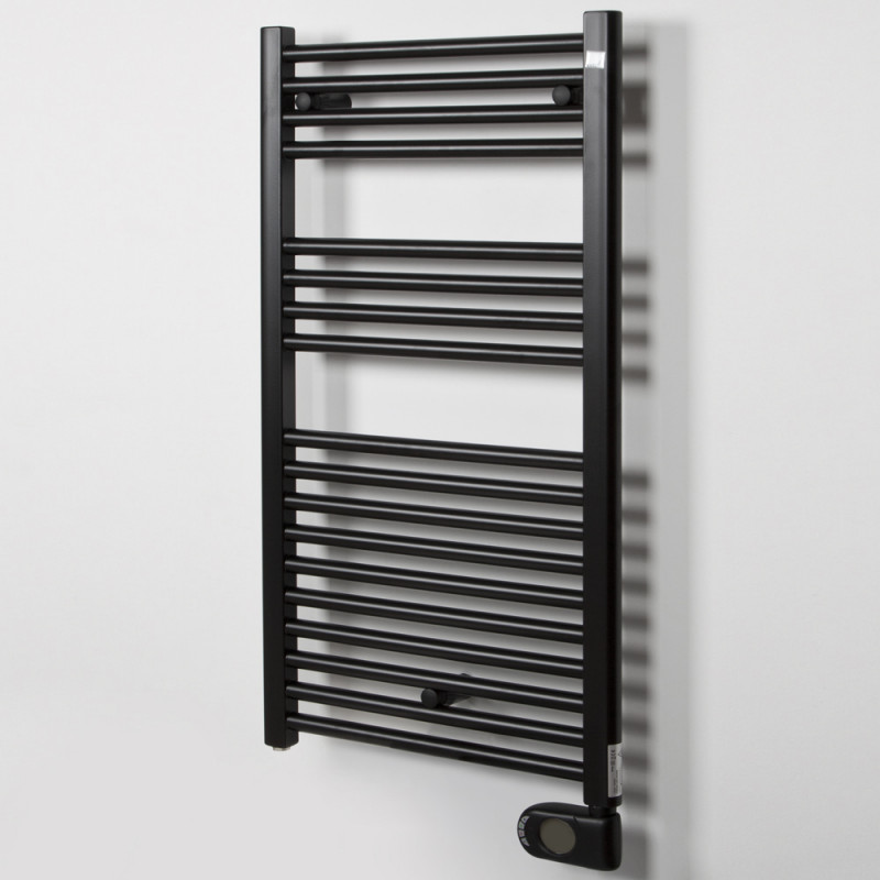 Електричний полотенцесушитель Zehnder Aura 906 х 500 мм 500W з програмованим теном чорний матовий