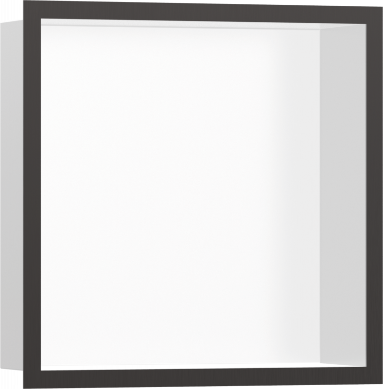 Настенная ниша с рамкой Hansgrohe XtraStoris Individual 30х30х10 см белый матовый/черный матовый хром 56099340