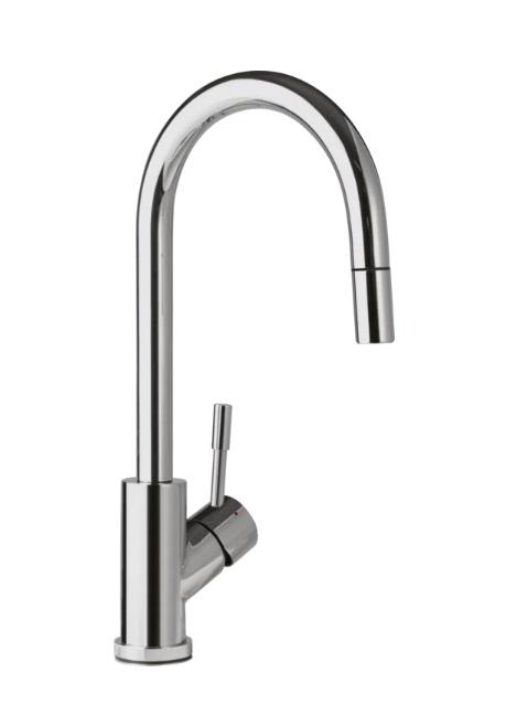 Смеситель для кухни Villeroy & Boch Umbrella Flex с выдвижной лейкой нержавеющая сталь полированная 925400LE